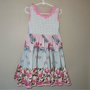 Sweethoney Pink Multi-Pattern Tiered Sundress